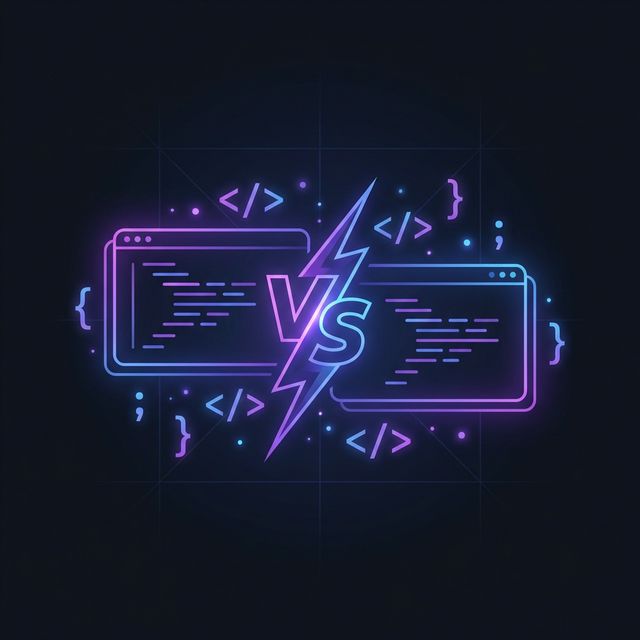 Abstract illustration comparing two AI code editors