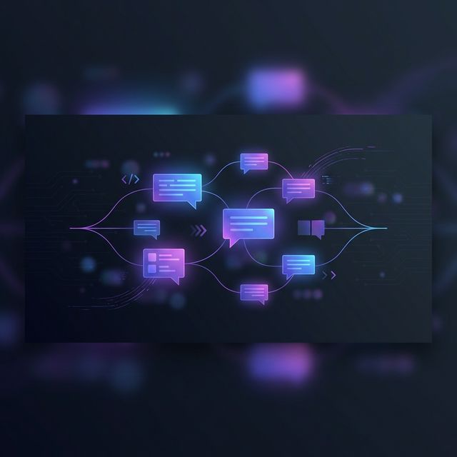 Abstract illustration of AI chat bubbles and prompt engineering concepts