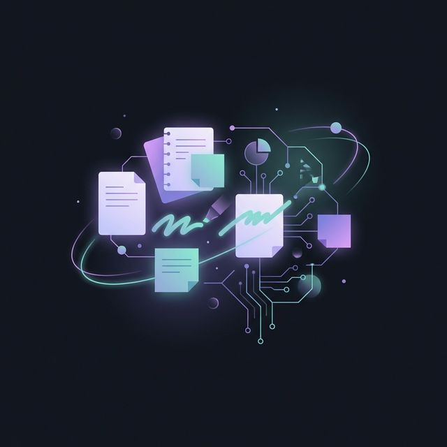 Abstract illustration of digital notes and studying concepts